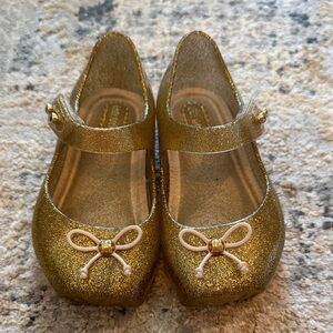 Mini Melissa Girls Gold Glitter Mary Jane Shoes